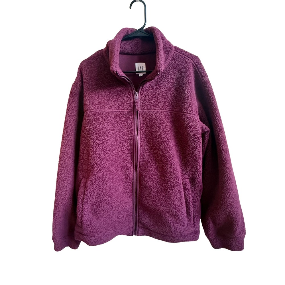 Gap Mens Sherpa Fleece Full Zip Jacket Burgundy Maroon XL Gorpcore Outdoors Cozy